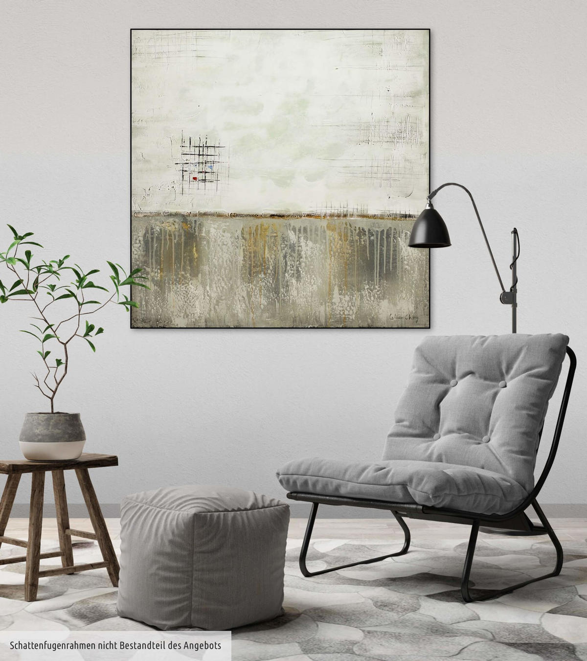 ACRYLBILD HANDGEMALT 80/80 cm - Beige/Grau, Holz/Textil (80/80cm) - KUNSTLOFT