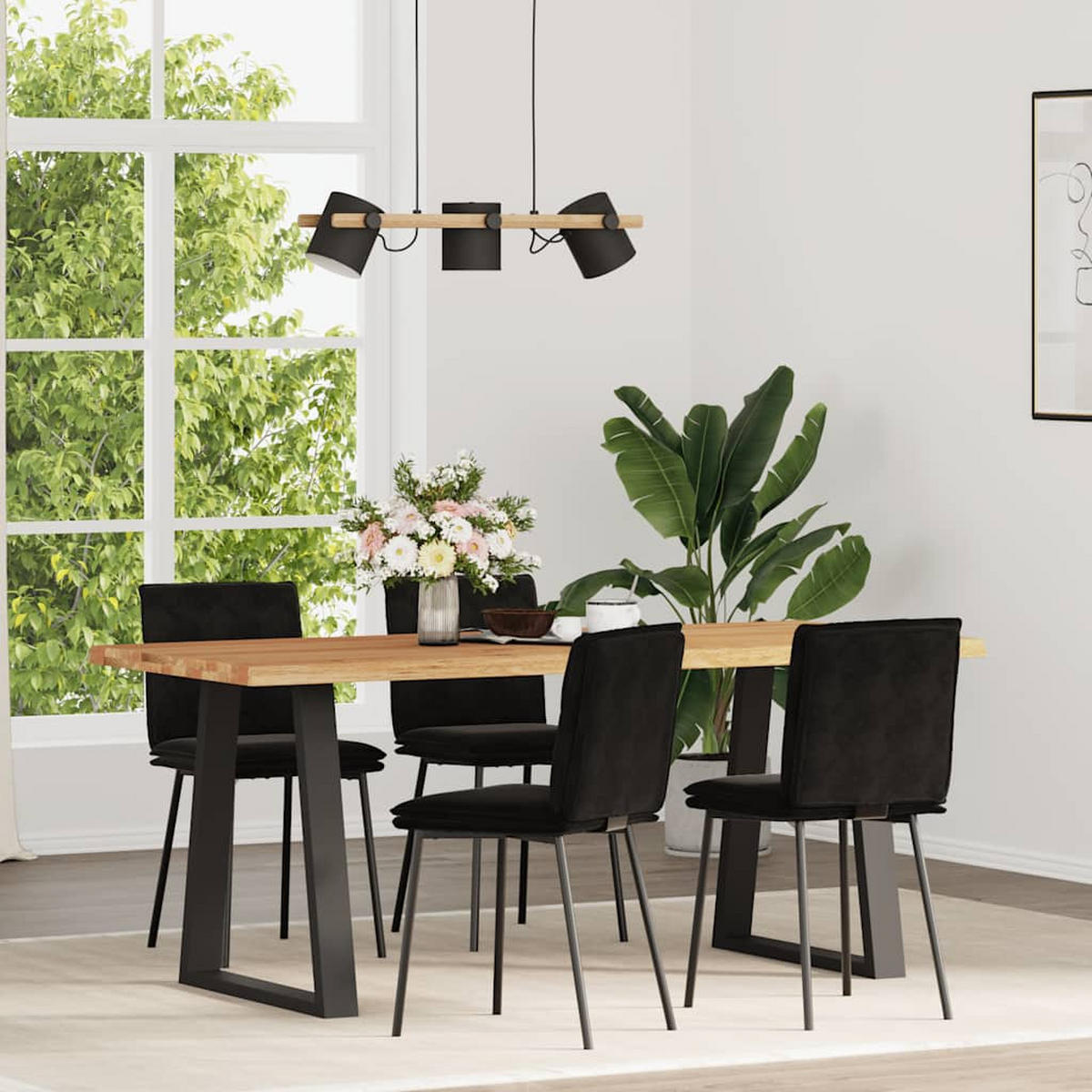 ESSZIMMERSTÜHLE 4 Stk. Schwarz Samt 45*54*83cm - Schwarz, Metall (45/83/54cm) - ZMH