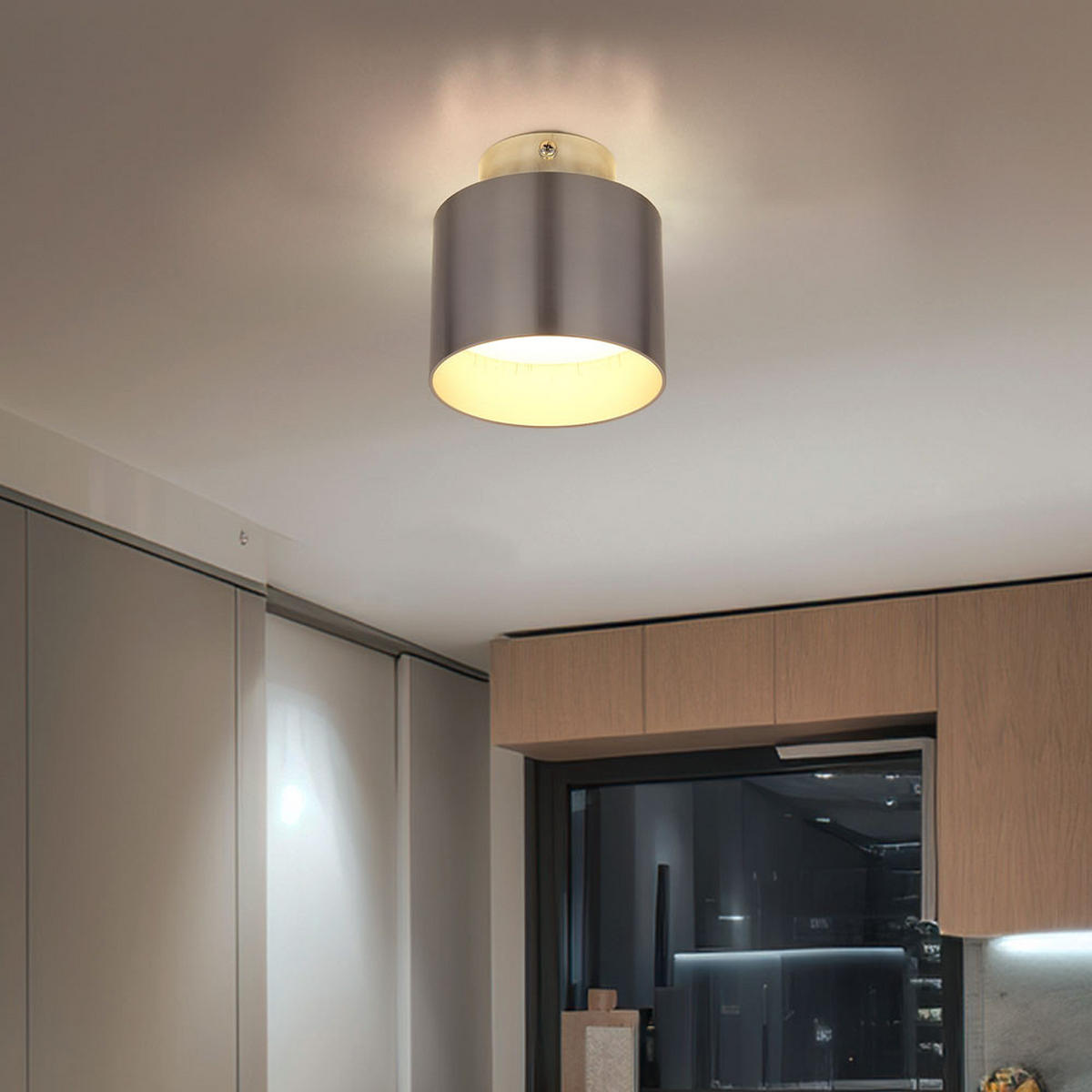 LED DECKENLEUCHTE Alu Nickel Matt Silber 2er Set - Silberfarben, Metall (10/10/10.5cm) - Globo Lighting