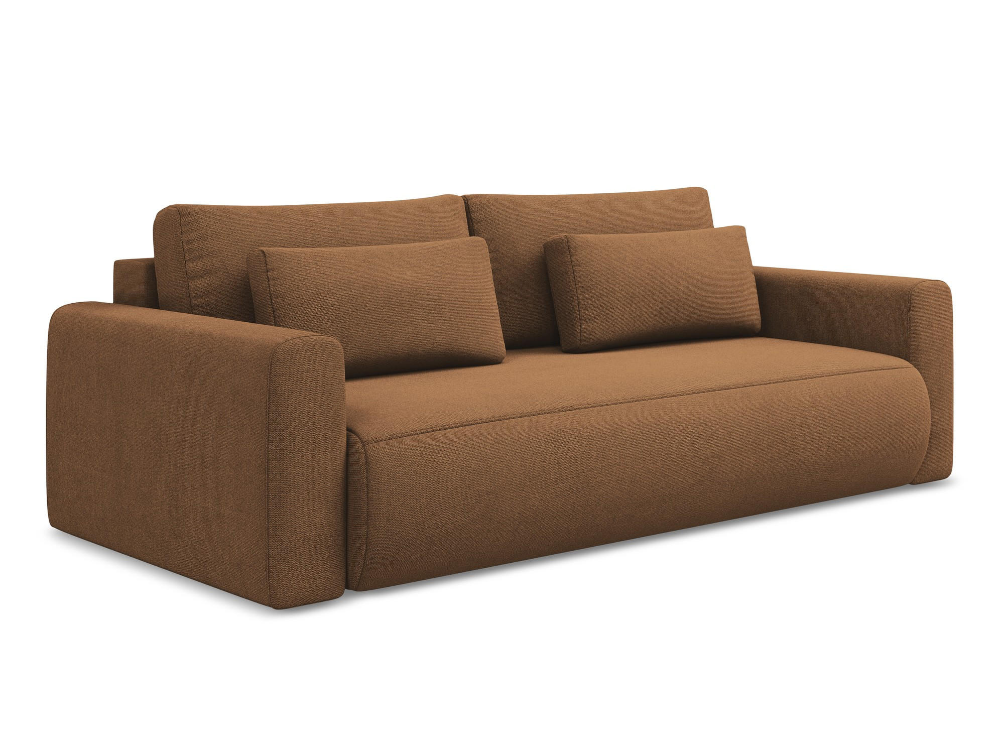 3-SITZER SOFA mit Schlaffunktion Strukturstoff Stoff Orange - Terra cotta/Schwarz, Kunststoff/Textil (238/82/105cm) - Makamii