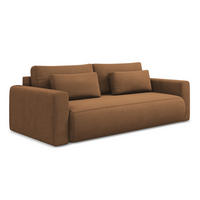 3-SITZER SOFA mit Schlaffunktion Strukturstoff Stoff Orange - Terra cotta/Schwarz, Kunststoff/Textil (238/82/105cm) - Makamii