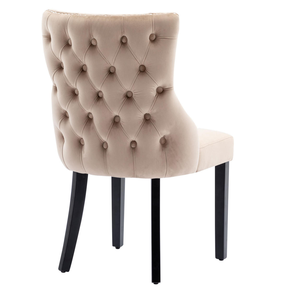 STUHL Esszimmer mit Rückenlehne 50 x 41 x 91 cm Samt Beige 2er-Set - Beige, Metall (41/91/50cm) - Meubliv