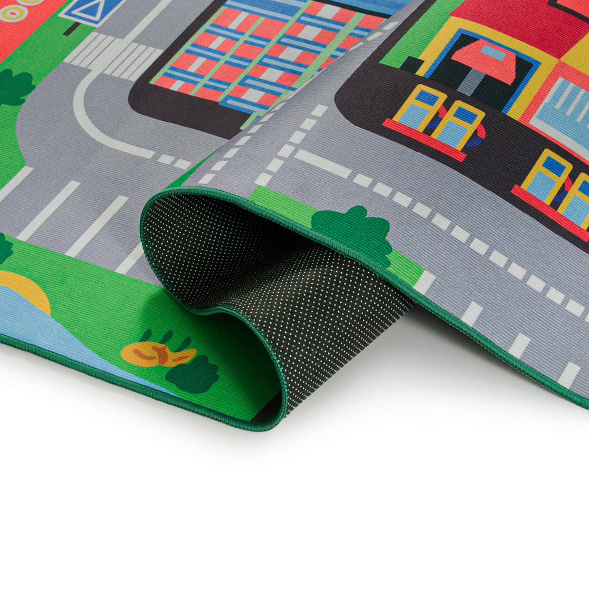 KINDERTEPPICH Bambini Borgo Mazovia 140x200cm Grau Grün Autos Kurzflor - Multicolor, Textil (140/200cm) - Mazovia
