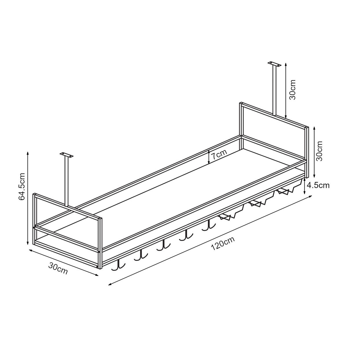 VINNÝ REGÁL Borejle - černá/barva vlašského ořechu, kov/kompozitní dřevo (120/64.5/30cm) - [en.casa]