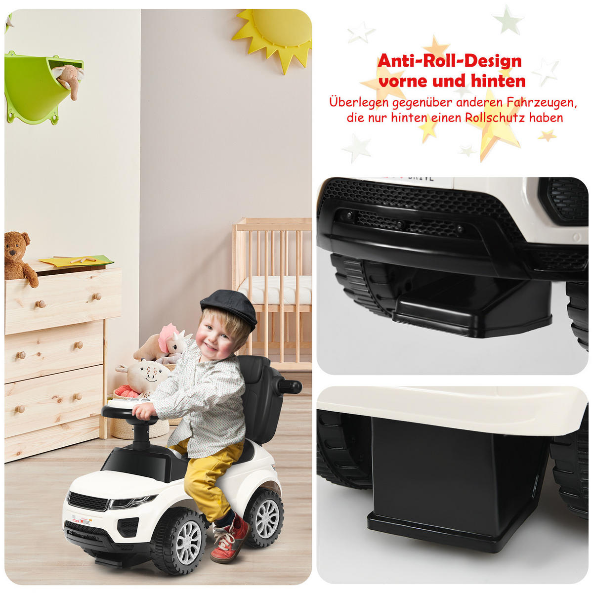 SCHIEBEWAGEN Weiß - Weiß, Kunststoff (43/84/89cm) - COSTWAY