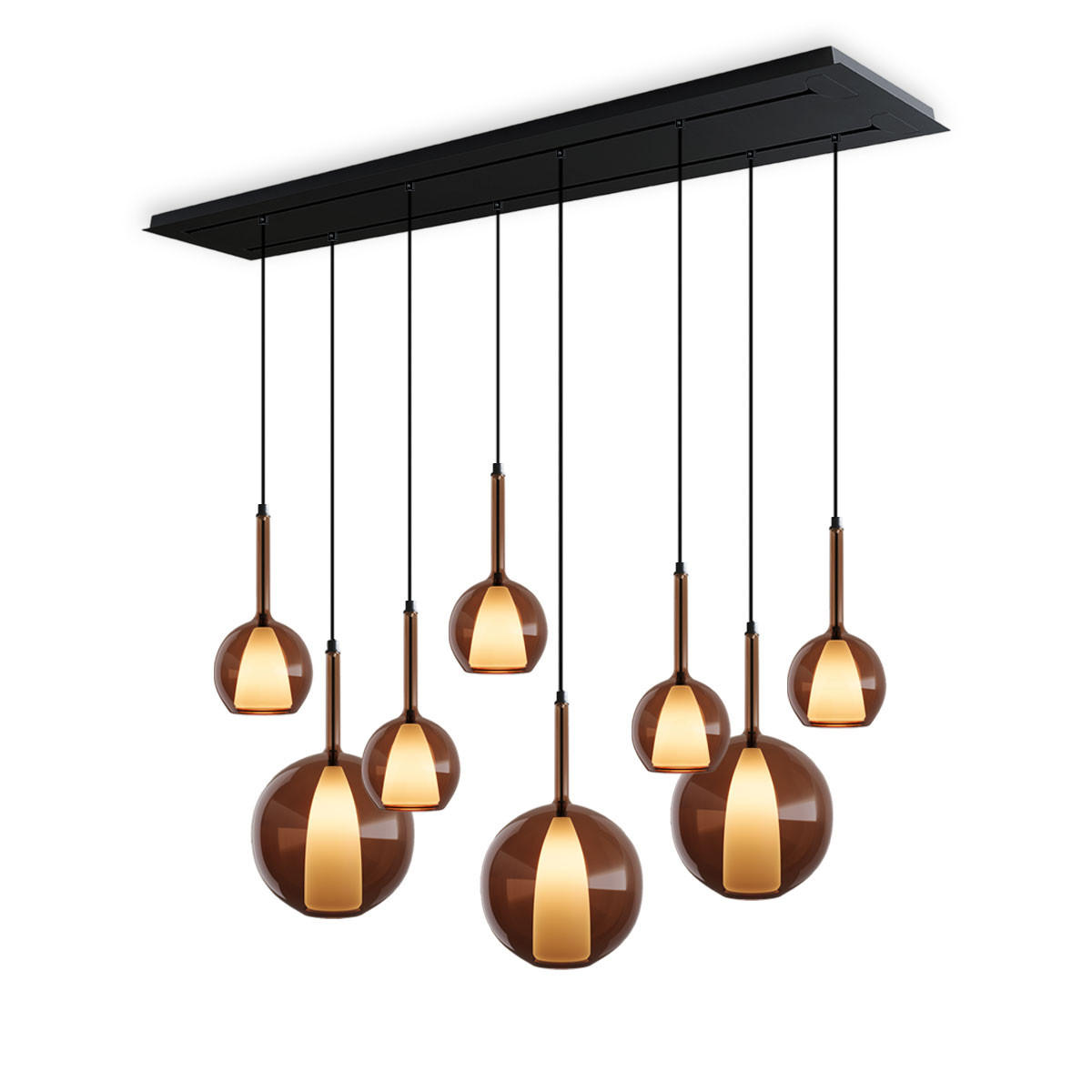 HÄNGELEUCHTE Belluna Braun Ø 14/24cm - Braun, Glas (24/24/45cm) - s.luce