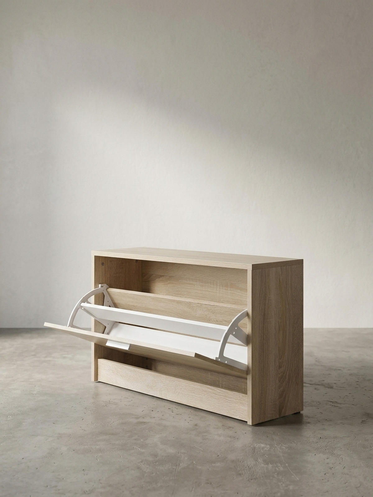 SCHUHKIPPER aus Holz in Beige mit Ablage und 1 Fach, 80x24x47 cm - Beige/Braun, Holz (80/47/24cm) - KADIMA DESIGN