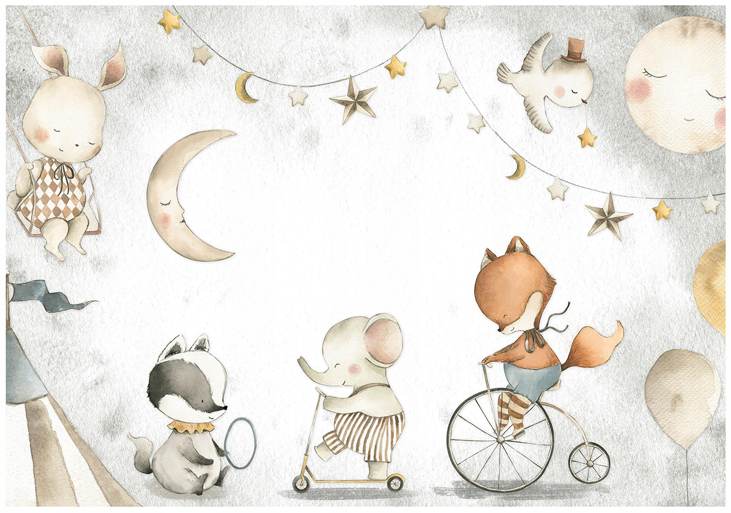 FOTOTAPETE Tiere Sterne Beige 416x254 cm - Multicolor, Textil (416/254cm) - Wallarena