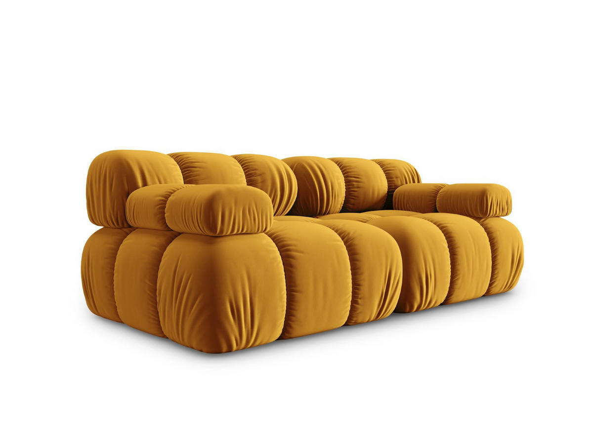 MODULARES-SOFA Bellis aus Samt gelb 2 Sitzplätze - Gelb, Textil (94/63/188cm) - Micadoni
