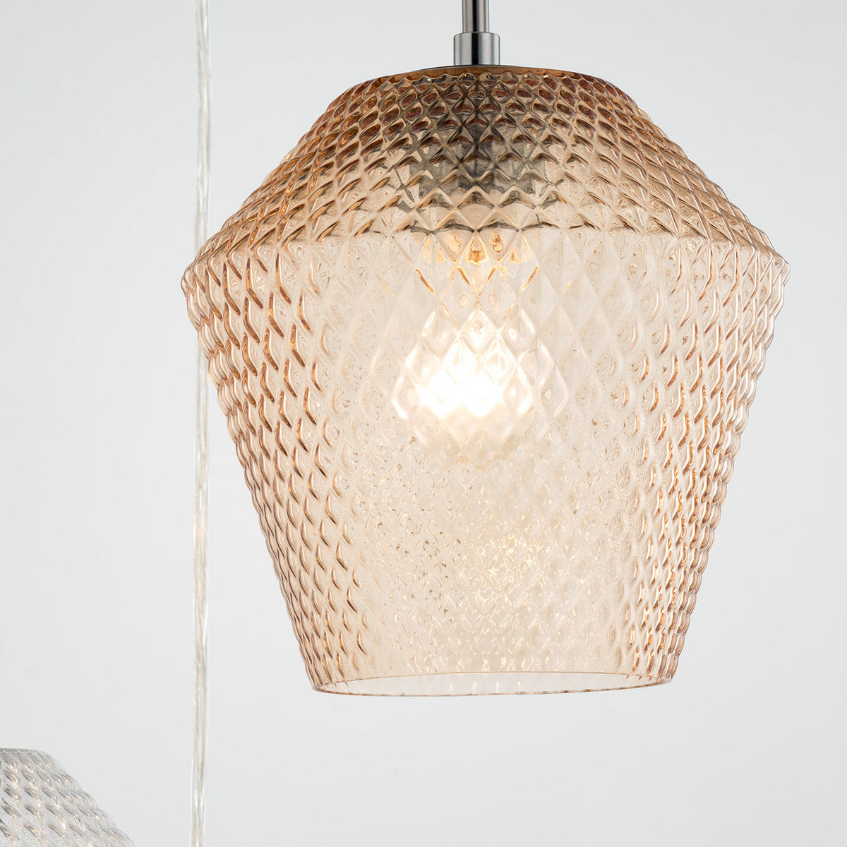 PENDELLEUCHTE - Eisen / Glas, 3-flammig - Beige/Grau, Glas (40/40/150cm) - home24