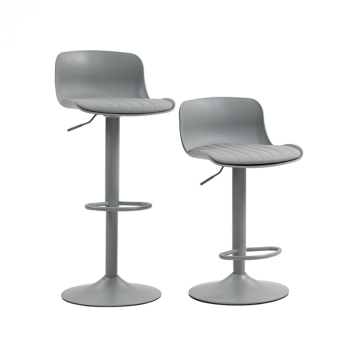 BARHOCKER Grau 2er-Set höhenverstellbar mit Rückenlehne und Fußstütze - Grau, Metall (43/80/44cm) - PANGIVO