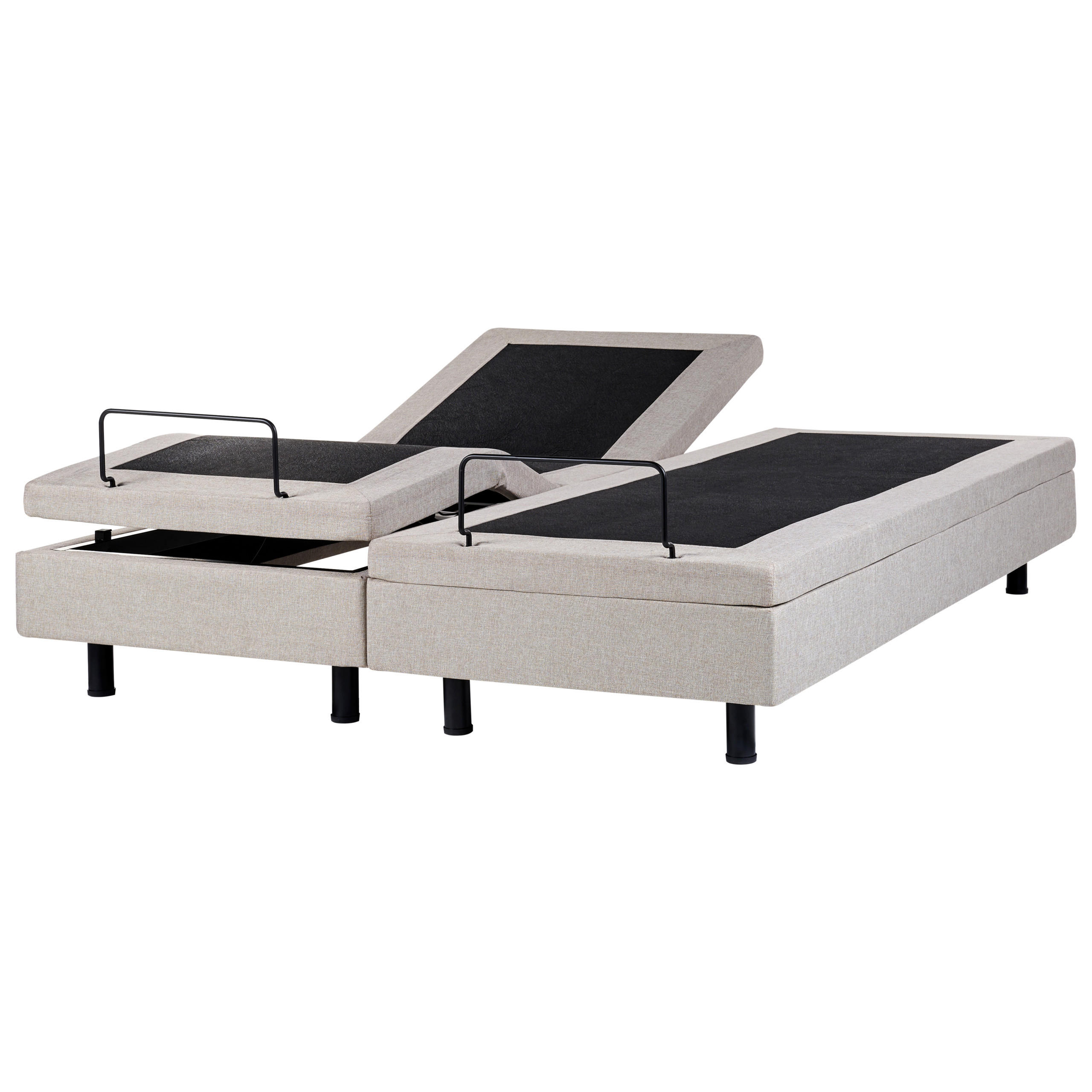 VERSTELLBARESBETT 180/200 cm Beige Duke - Beige/Schwarz, Textil (180/200cm) - Beliani