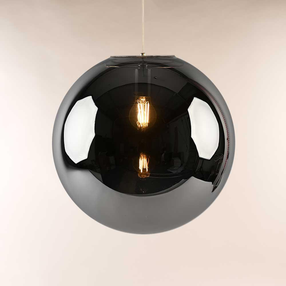 PENDELLEUCHTE Orb Chrom/Rauch Ø 40cm - Chromfarben/Grau, Glas (40/40/40cm) - s.luce
