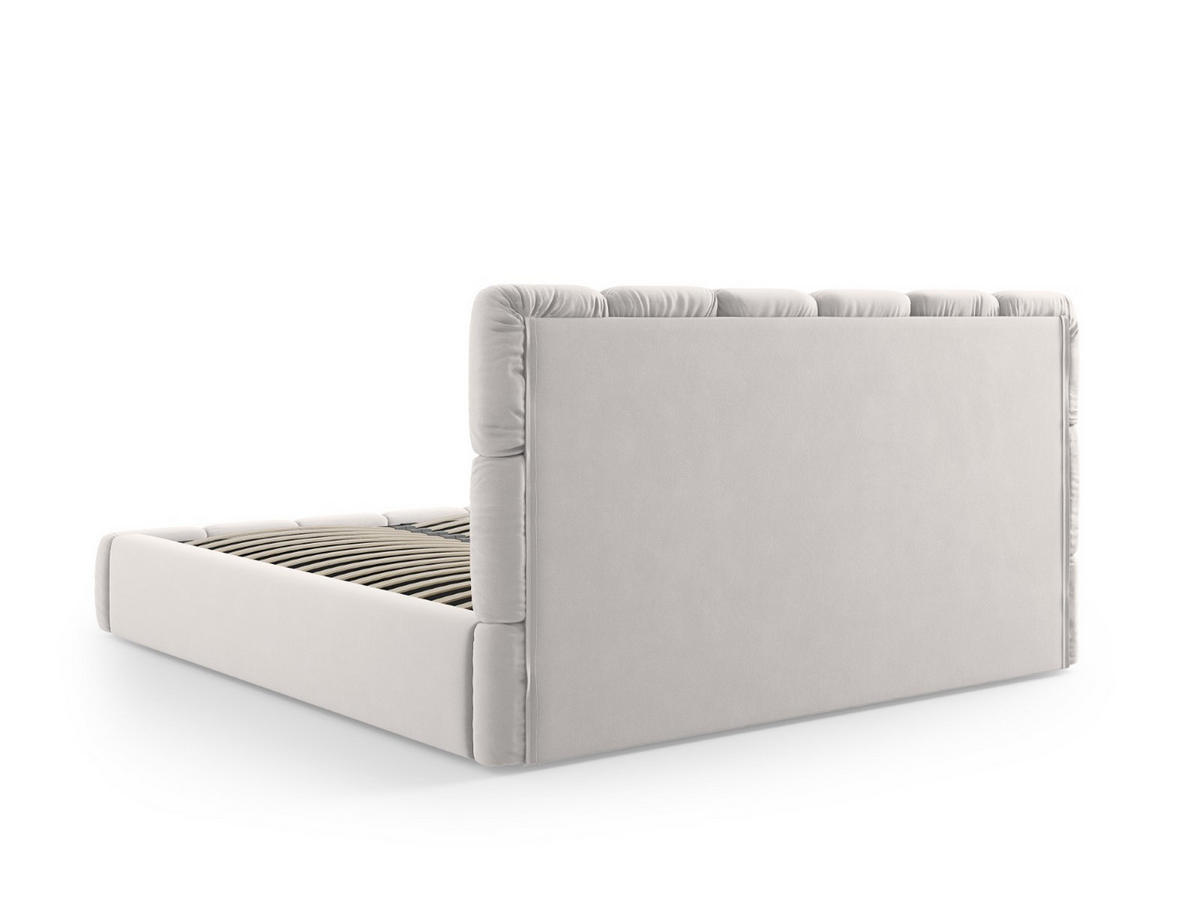 BETT mit Bettkasten und Kopfteil Bellis aus Samt silber 180x200cm - Silberfarben, Textil (180/200cm) - Micadoni
