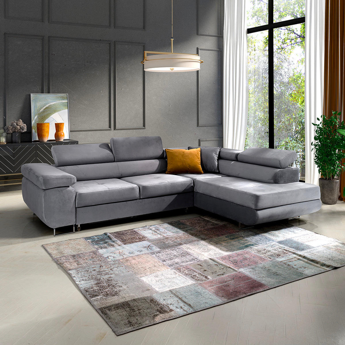 ECKSOFA Wilson 4 Sitzplätze Grau - Grau, Holzwerkstoff (271/201cm) - Petits-meubles