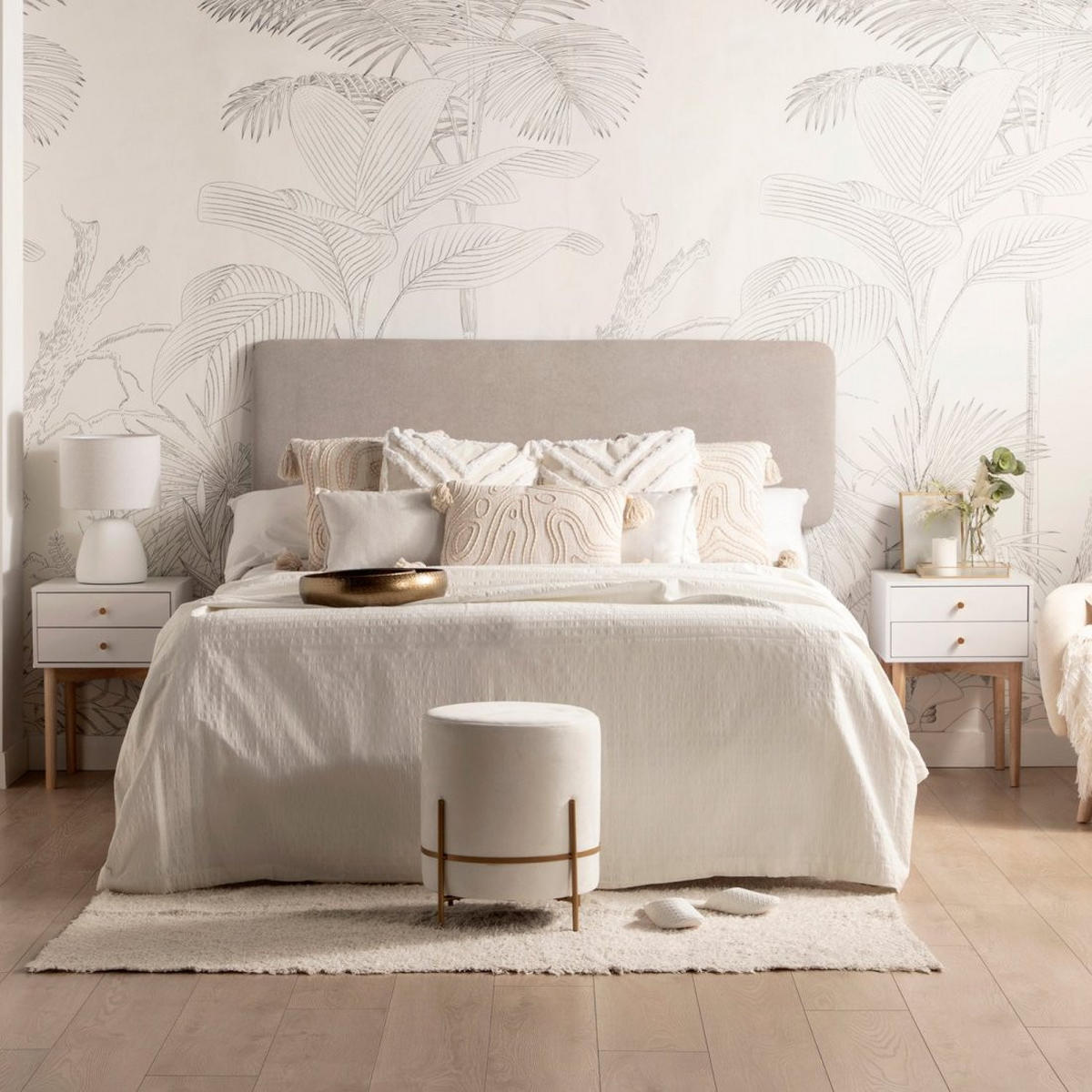 NACHTTISCH 2 SCHUBLADEN Vichy Weiß 40 cm x 56,5 cm - Weiß, Holzwerkstoff (40/56/40cm)