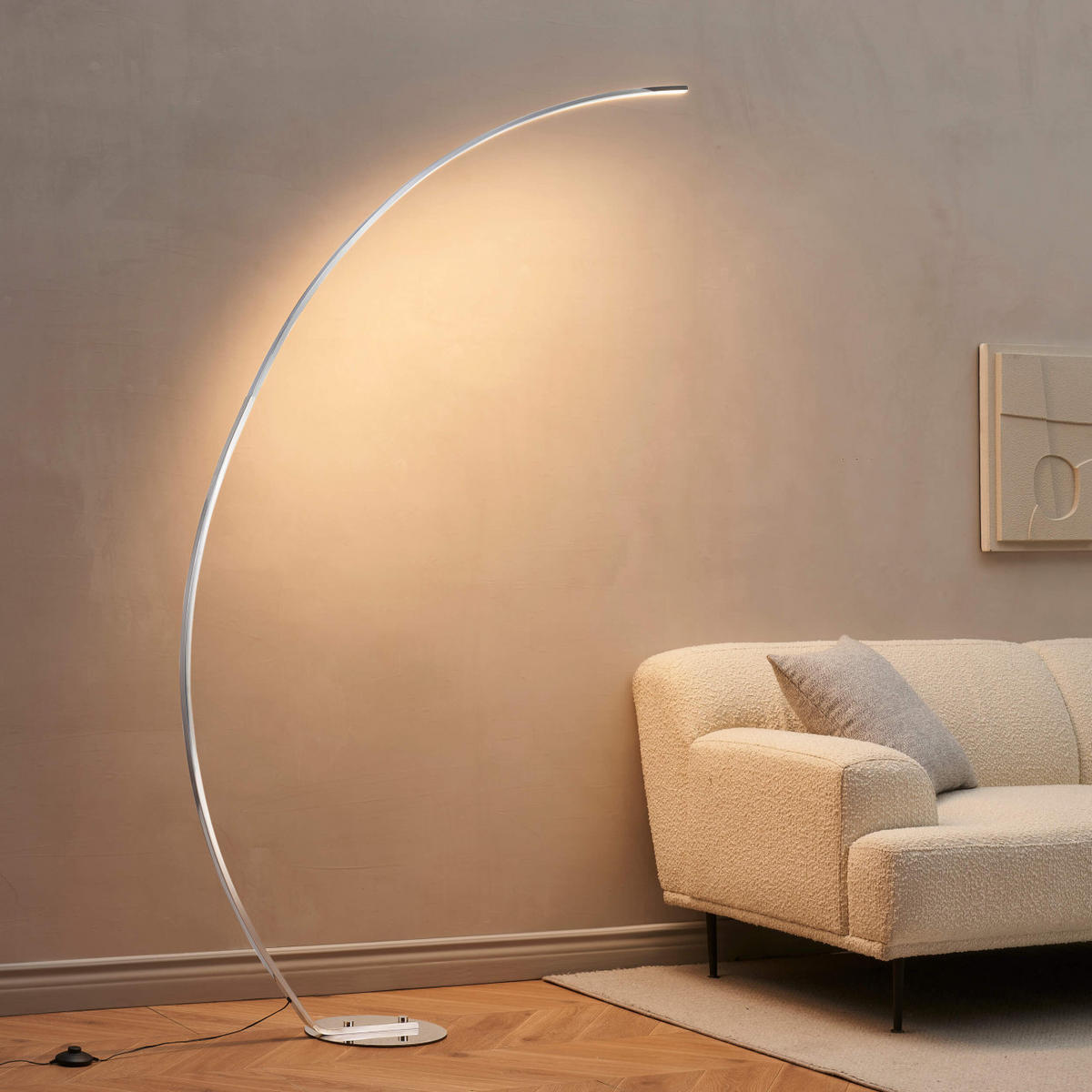 STEHLEUCHTE Thalia, Silber/Chrom, 184cm - Chromfarben, Metall (118/28/184cm) - KOSILUM