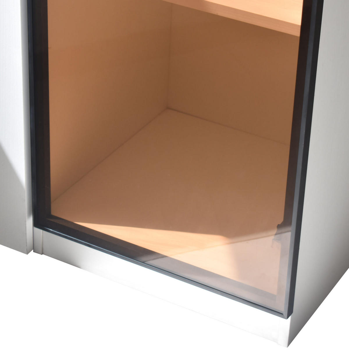 HIGHBOARD mit LED-Beleuchtung 110,5/35/160 cm in Weiß mit Glaseinsatz - Weiß, Holzwerkstoff (110.5/160/35cm) - BEAOK