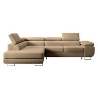 ECKSOFA Stevil Beige Velours - Beige/Silberfarben, Textil/Metall (275/203cm) - Selsey