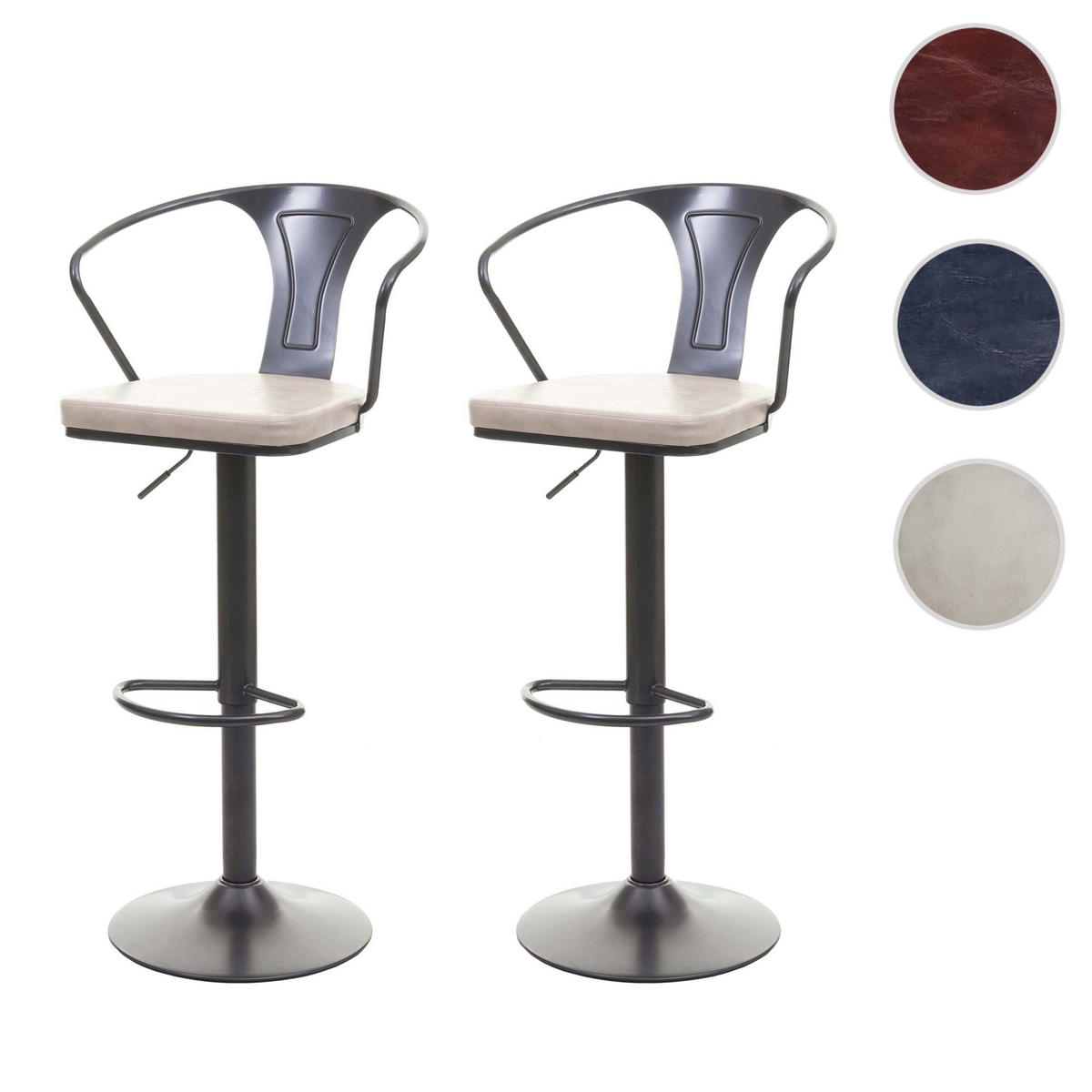 BARHOCKER H10B Schwarz, Cremeweiß 2er-Set - Schwarz/Weiß, Textil (51/108/45cm) - MCW