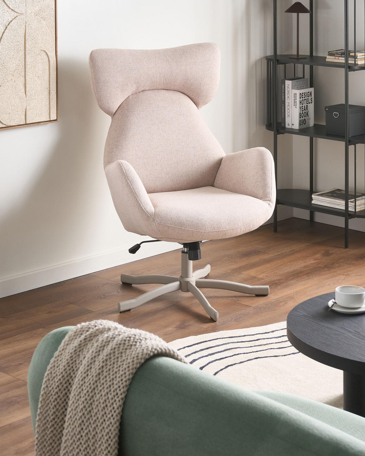 DREHSESSEL Stoff Beige Sonderby - Beige, Textil (73/110/83cm) - Beliani