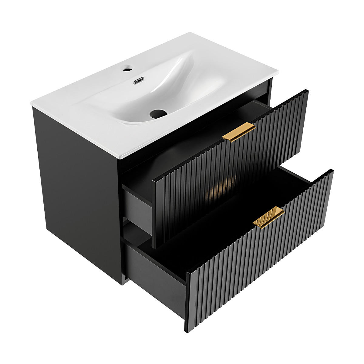 BADMÖBEL Adriel 2er-Set Mattschwarz - Schwarz, Holzwerkstoff (80.2/57/46cm) - Petits-meubles