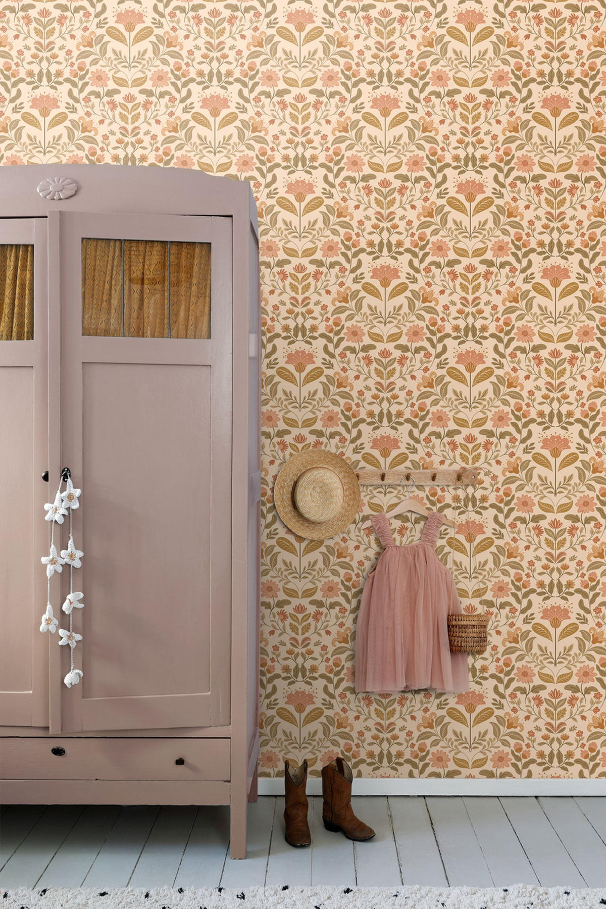 TAPETE Blumenmuster 50 x 900 cm - Orange, Papier (50/900cm) - ESTAhome