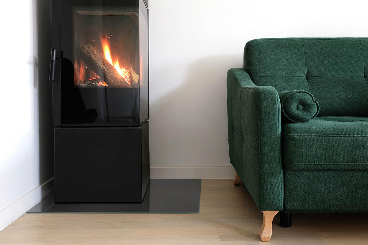 GLASPLATTE für Kamin 60x40 cm Grau - Grau, Glas (60/40/0.4cm) - ArtPrintCave