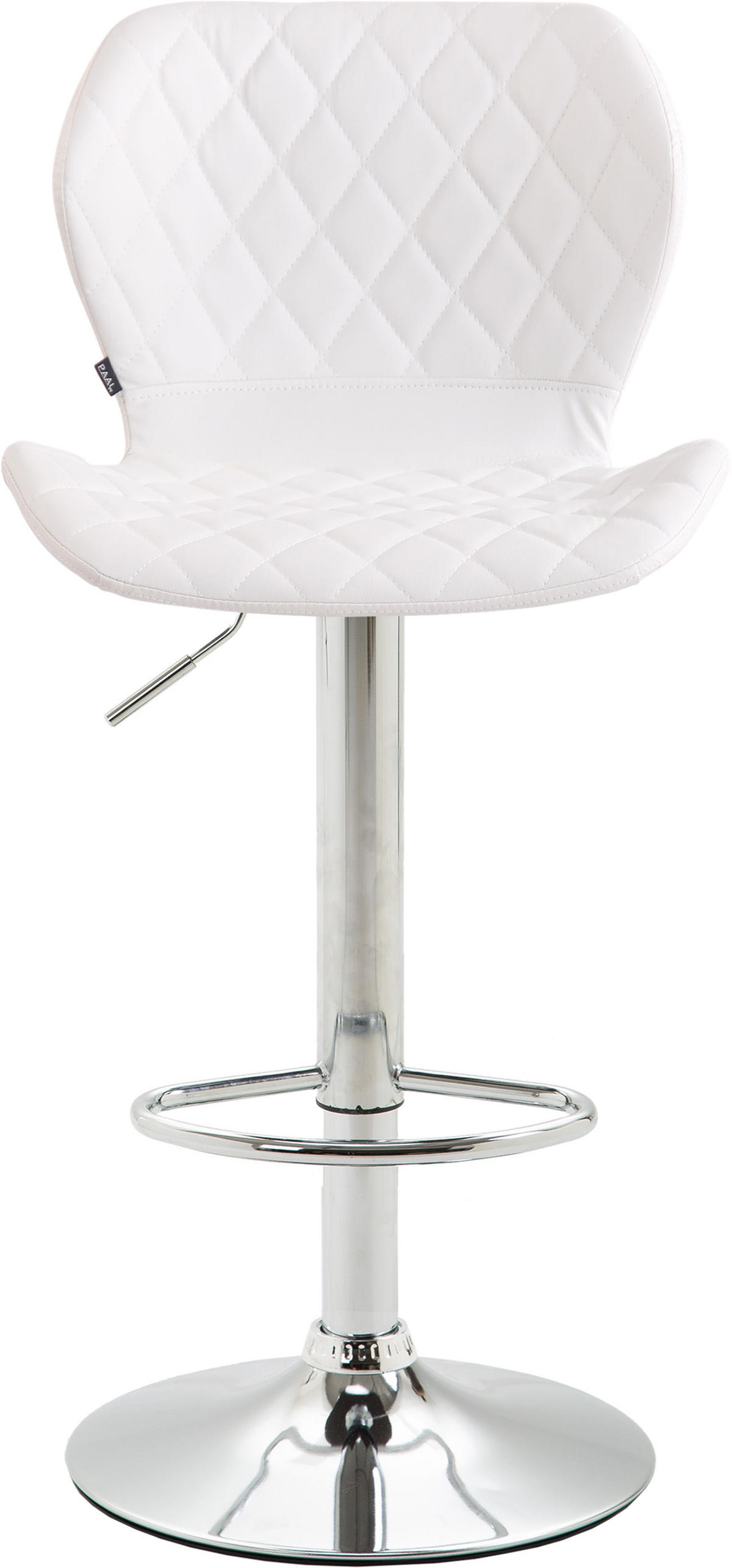 BARHOCKER Lederlook weiß - Chromfarben/Walnussfarben, Textil/Metall (47/88/51cm) - CLP