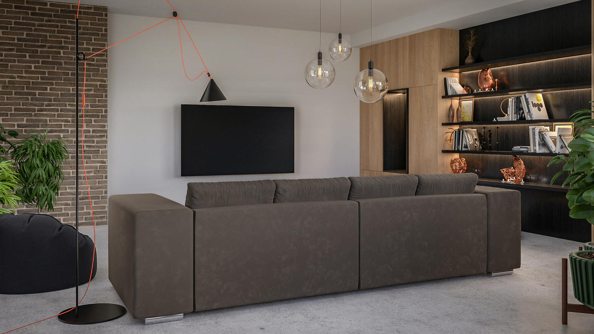 BIGSOFA Kami Microfaser Khaki - Dunkelbraun/Silberfarben, Kunststoff/Textil (290/80/110cm) - S-Style Möbel