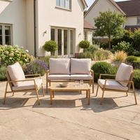LOUNGE-SET Palamos Holzoptik 4-teilig mit Sofa, 2 Sesseln und Couchtisch - Braun, Kunststoff - bellavista - Home & Garden