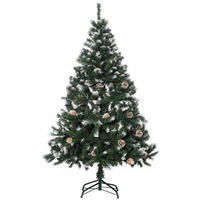 KÜNSTLICHER-WEIHNACHTSBAUM, 150 cm Christbaum mit Kunstschnee, Indoor - Grün, Kunststoff (150cm) - HOMCOM