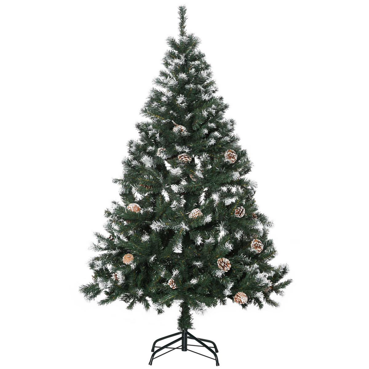 KÜNSTLICHER-WEIHNACHTSBAUM, 150 cm Christbaum mit Kunstschnee, Indoor - Grün, Kunststoff (150cm) - HOMCOM