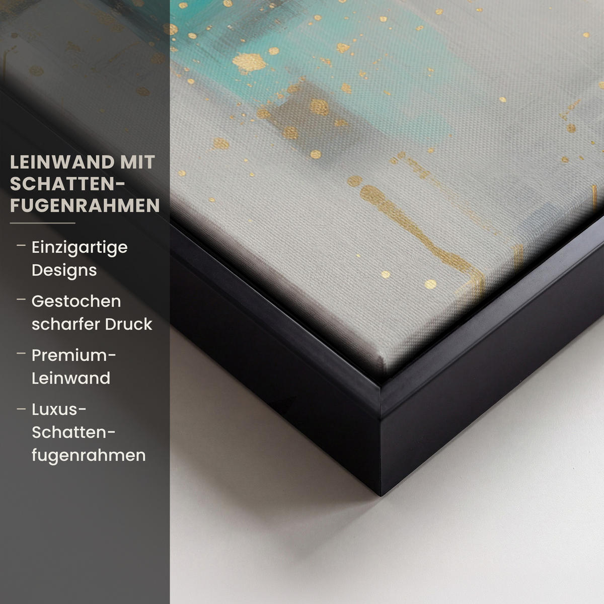 LEINWAND Bilder mit Rahmen - Abstrakt - Blöcke - Gold - Skyline - 70x100 - Beige, Textil (70/100cm) - MuchoWow