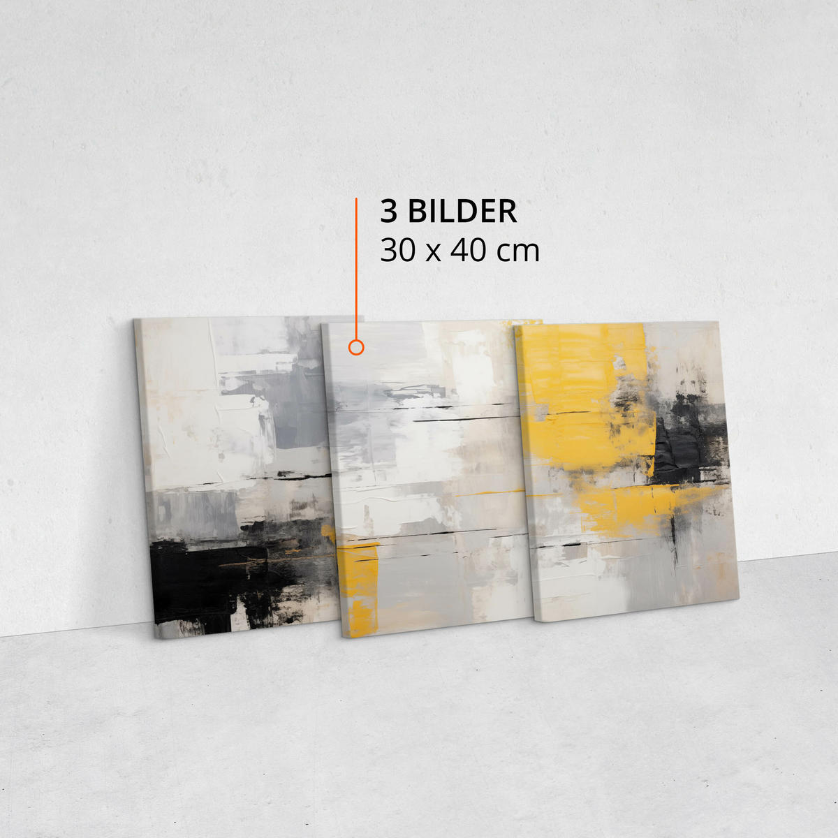 LEINWANDBILDER 3-es Set Moderne Kunst - Beige/Gelb, Textil (90/40cm) - Muralo
