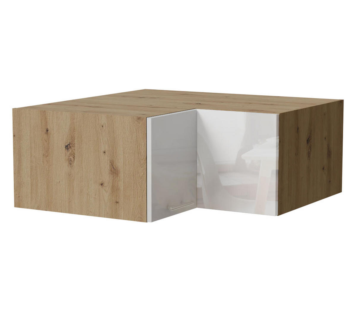 ECK-AUFSATZSCHRANK Essen W14/90/36 Weiß Hochglanz / Eiche Artisan Matt 90 / 90 / 36cm - Weiß Hochglanz/Eiche Artisan, Holz/Holzwerkstoff (90/36/90cm) - Feldmann-Wohnen