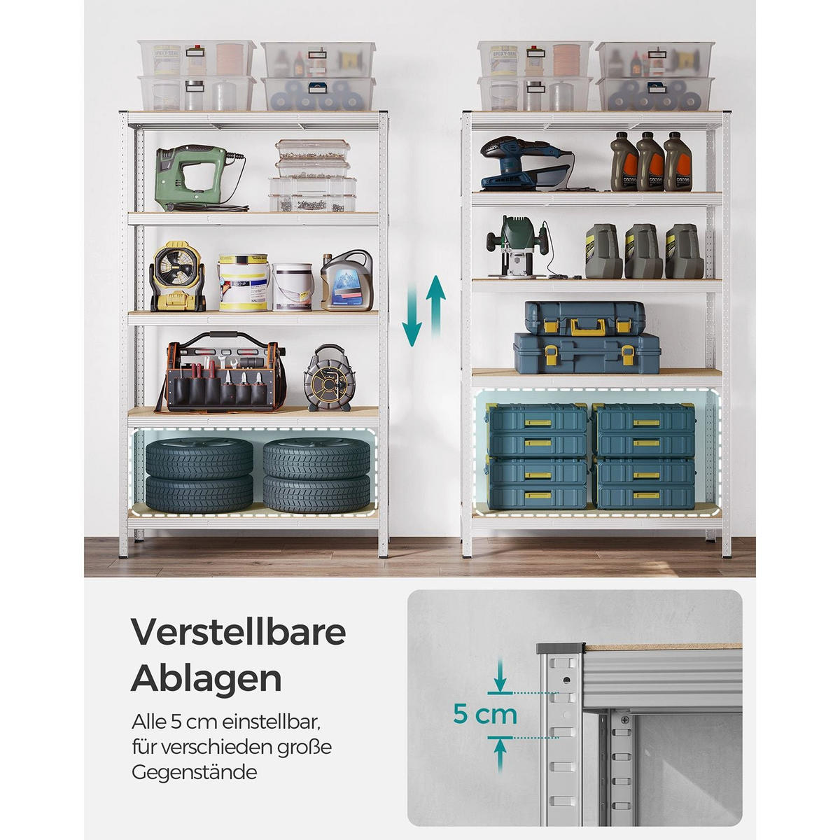 SCHWERLASTREGAL Istanbul 2er-Set - Silberfarben, Holzwerkstoff (120/200/60cm) - Hansiro