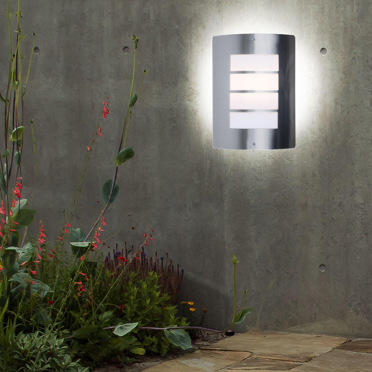 LED AUSSEN-WANDLEUCHTE Edelstahl Silber - Silberfarben, Metall (22/28.2/9cm)