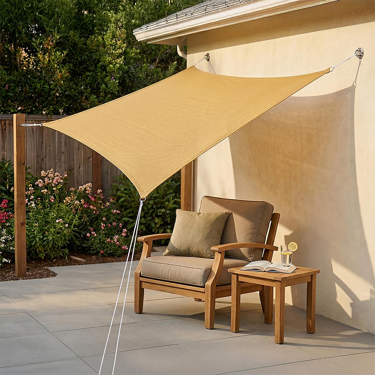 SONNENSEGEL - Beige, Kunststoff/Metall (300/200cm) - Relaxdays