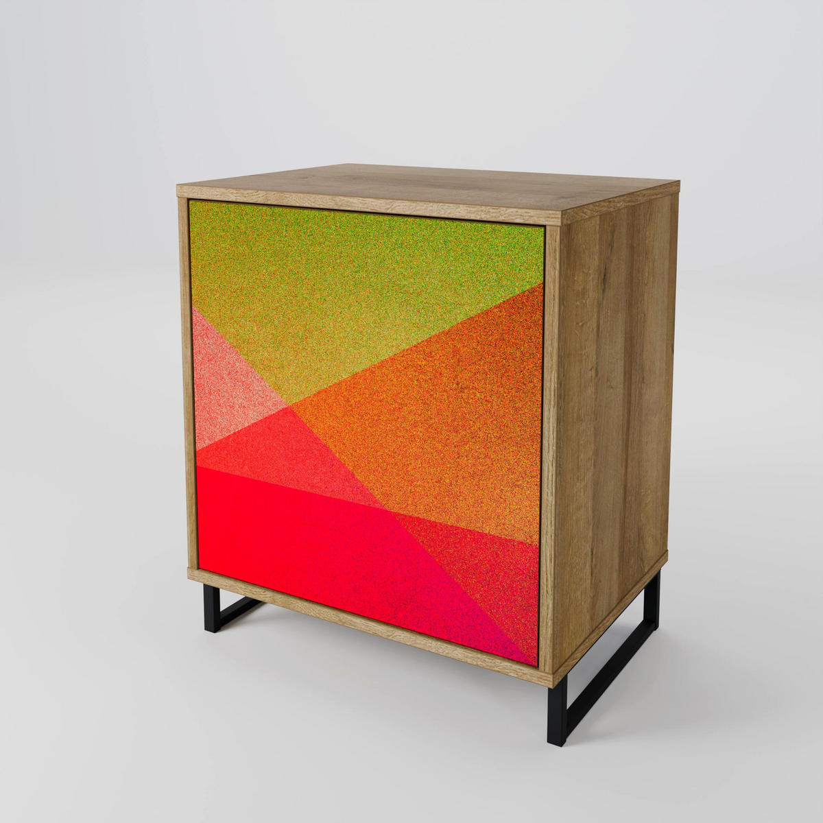 SIDEBOARD VIVID GEOMETRY, Eichefarben, 57,5x42x77,5 cm, Schräge Buchenholzfüße - Eichefarben/Buchefarben, Holzwerkstoff/Buchenholz (57.5/77.5/42cm) - SpaceRebels