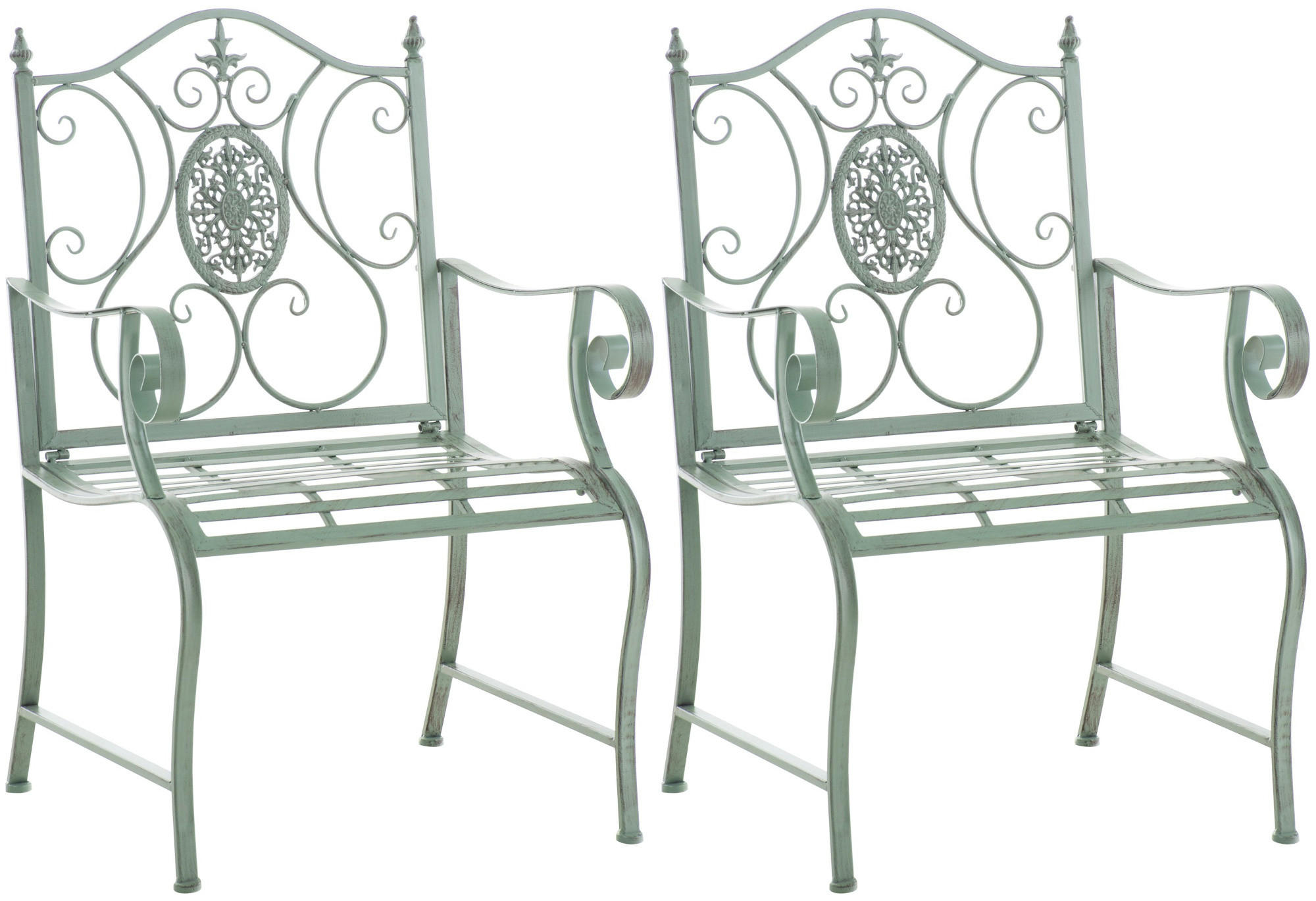 GARTENSTUHL 2er Set Metall antik-grün - Grün, Metall (62/94/53cm) - CLP