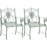 GARTENSTUHL 2er Set Metall antik-grün - Grün, Metall (62/94/53cm) - CLP