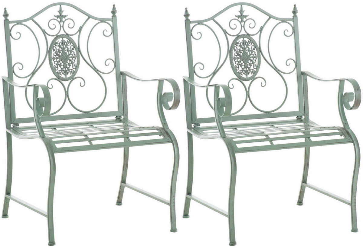 GARTENSTUHL 2er Set Metall antik-grün - Grün, Metall (62/94/53cm) - CLP
