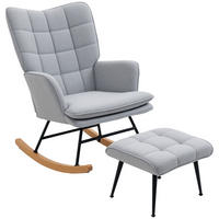 SCHAUKELSTUHL DE-07622 mit Ottomane, Skandi-Design und Steppung Grau - Hellgrau, Metall (89/90/64cm) - ComfortXL