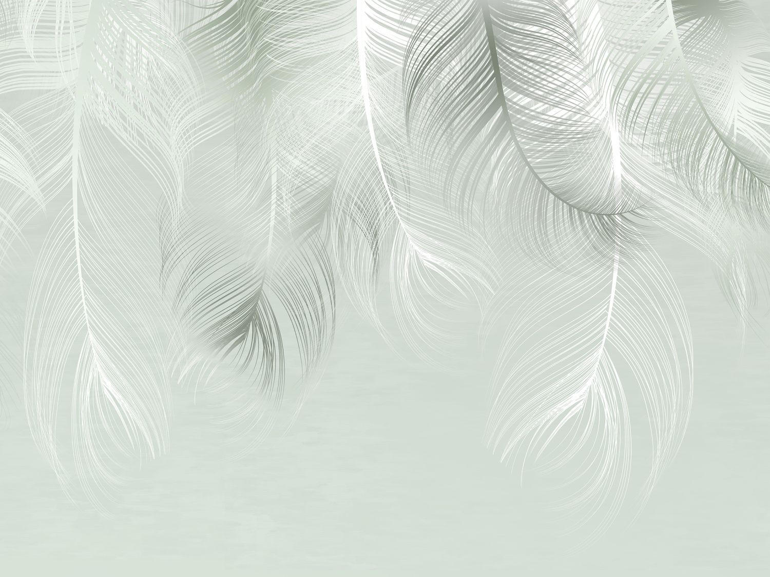 FOTOTAPETE Federn 375 x 270 cm - Grün, Papier (375/270cm) - Sanders & Sanders