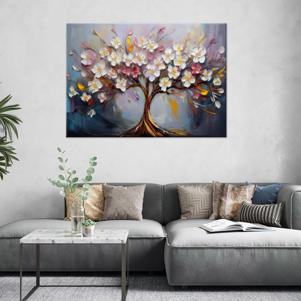 LEINWANDBILD Bunte Abstraktion eines Lebensbaums 100x70cm - Multicolor, Textil (100/70cm) - Feeby