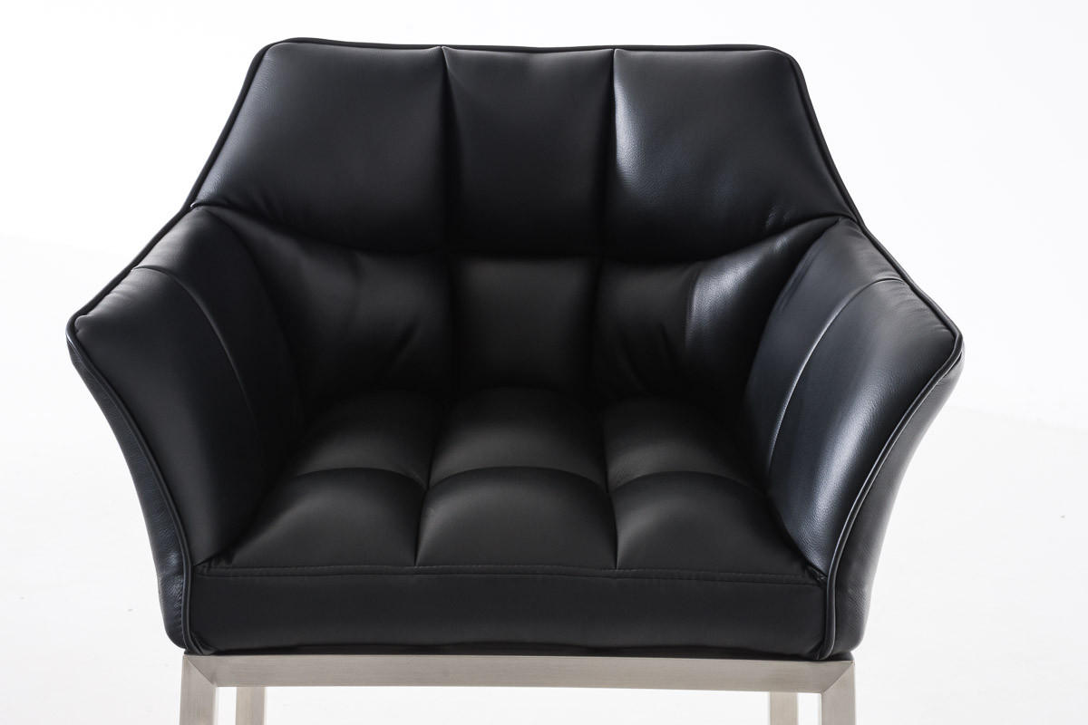 BARHOCKER Gibel Kunstleder Schwarz Silber - Schwarz, Leder (64/110/48cm) - DELUKE