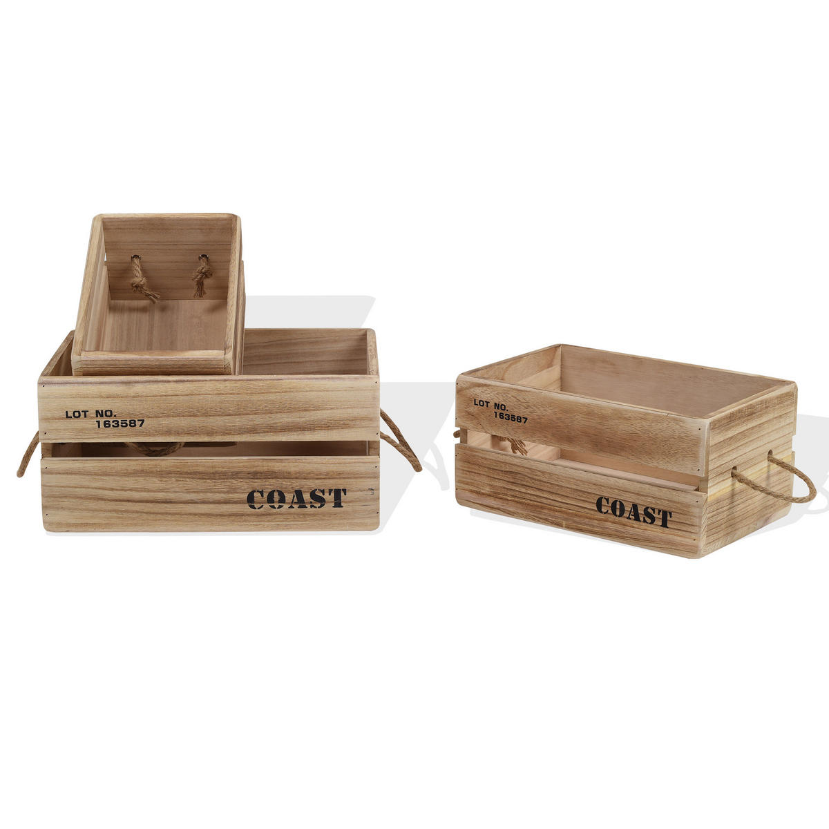 HOLZKISTEN SET, 3tlg. Braun 25/36/17 cm - Braun, Holz (25/17/36cm) - Mobili Rebecca
