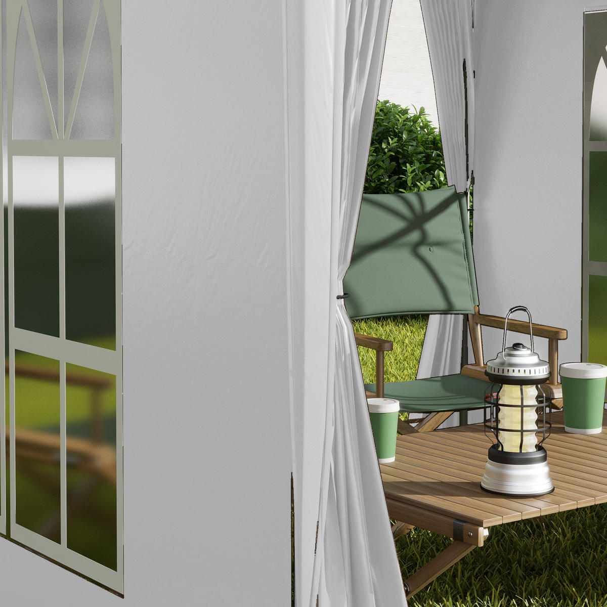 PAVILLON Inklusive Heringe, Abspannseile & Tragetasche - Weiß, Metall (200/240/200cm) - ComfortXL