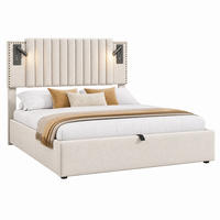 POLSTERBETT mit Bettkasten 180x200 cm Beige mit USB und Leselicht - Beige, Metall (180/200cm) - Meubliv